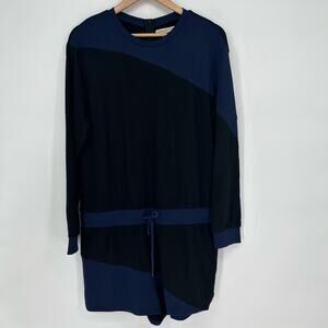 Shades of Grey by Micah Cohen Romper M Navy/Black Colorblock Long Sleeve